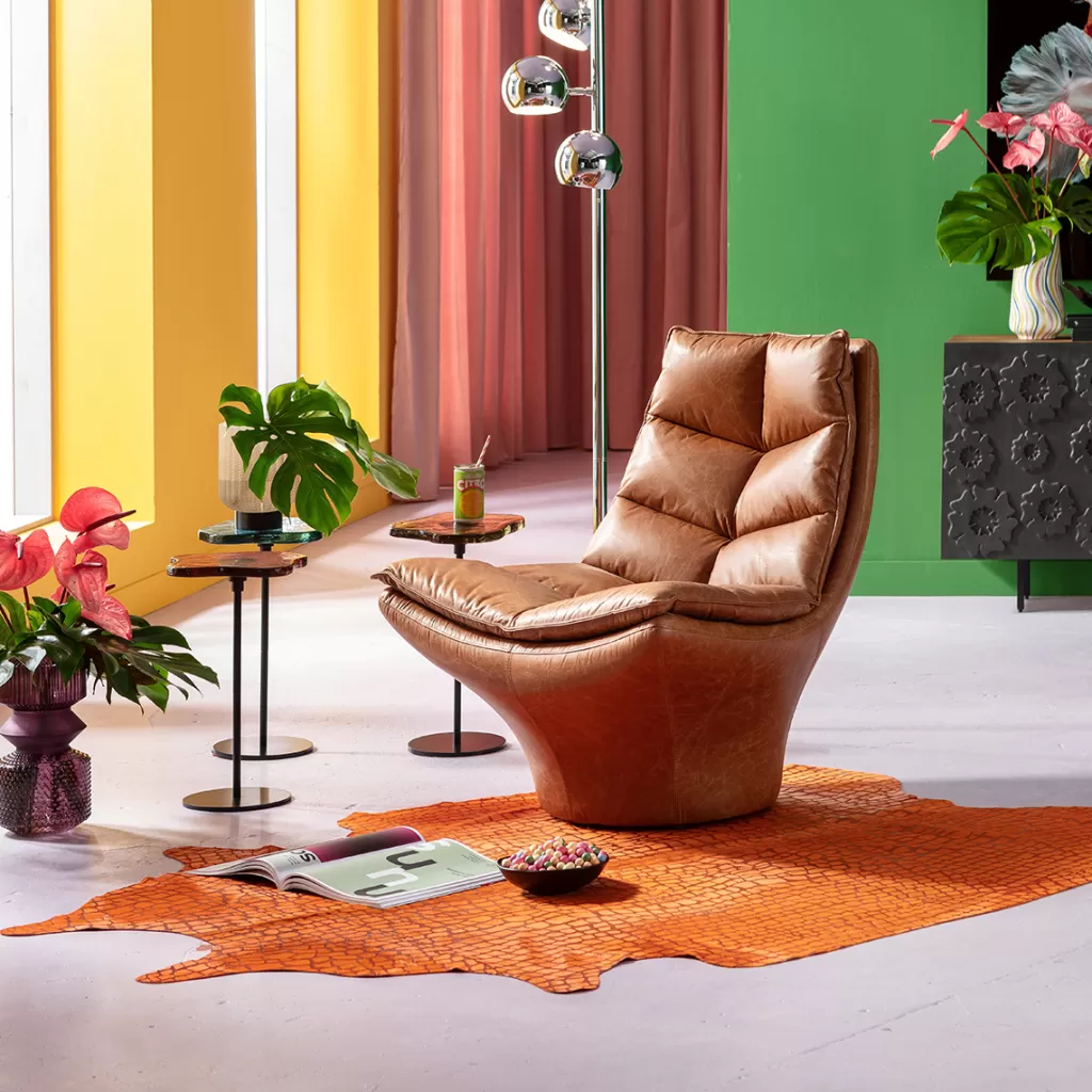 KARE Design - Fauteuil Bridge en Cuir Patiné Brun, Assise Ergonomique pour Salon Cosy