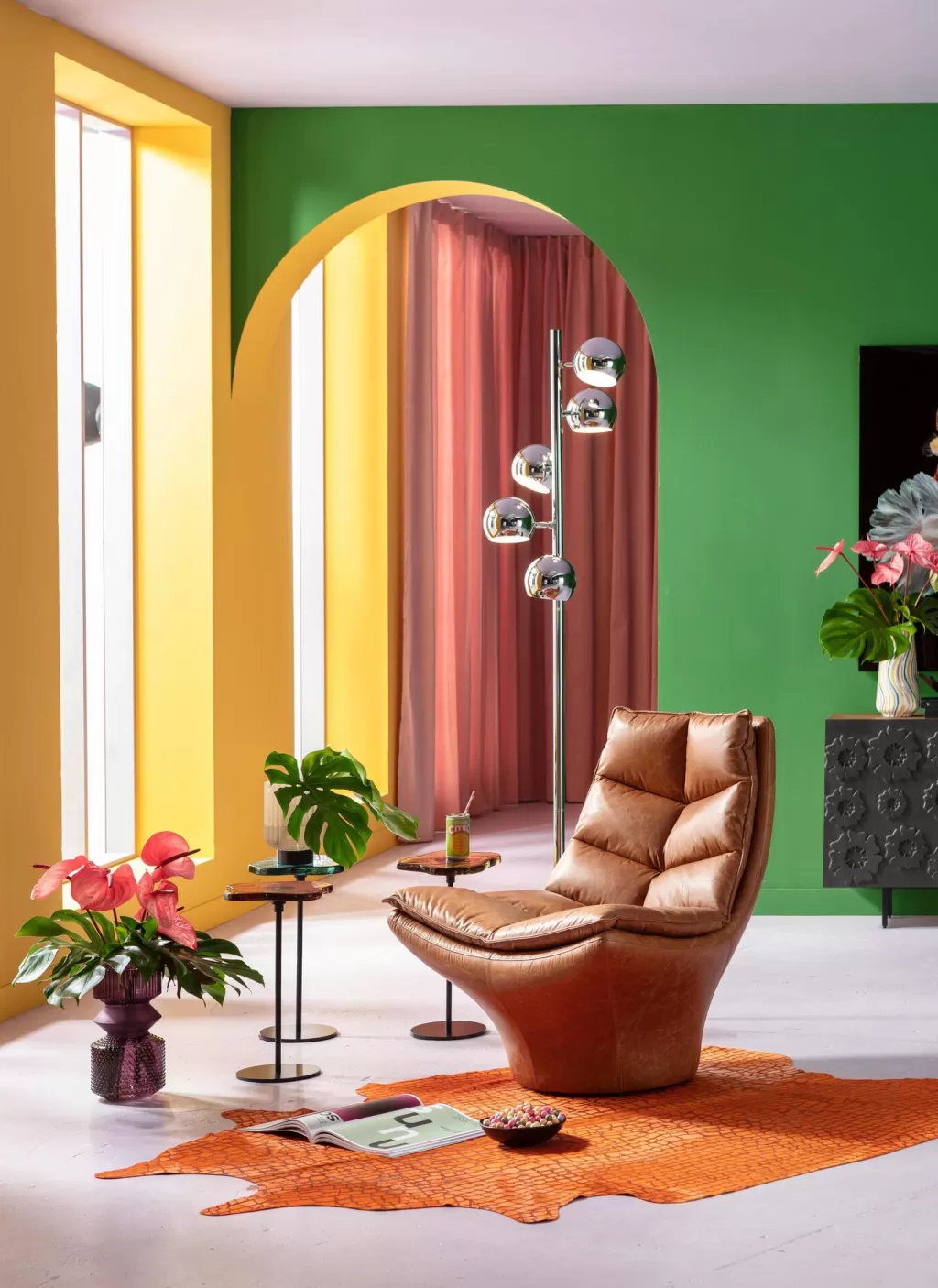 KARE Design - Fauteuil Bridge en Cuir Patiné Brun, Assise Ergonomique pour Salon Cosy