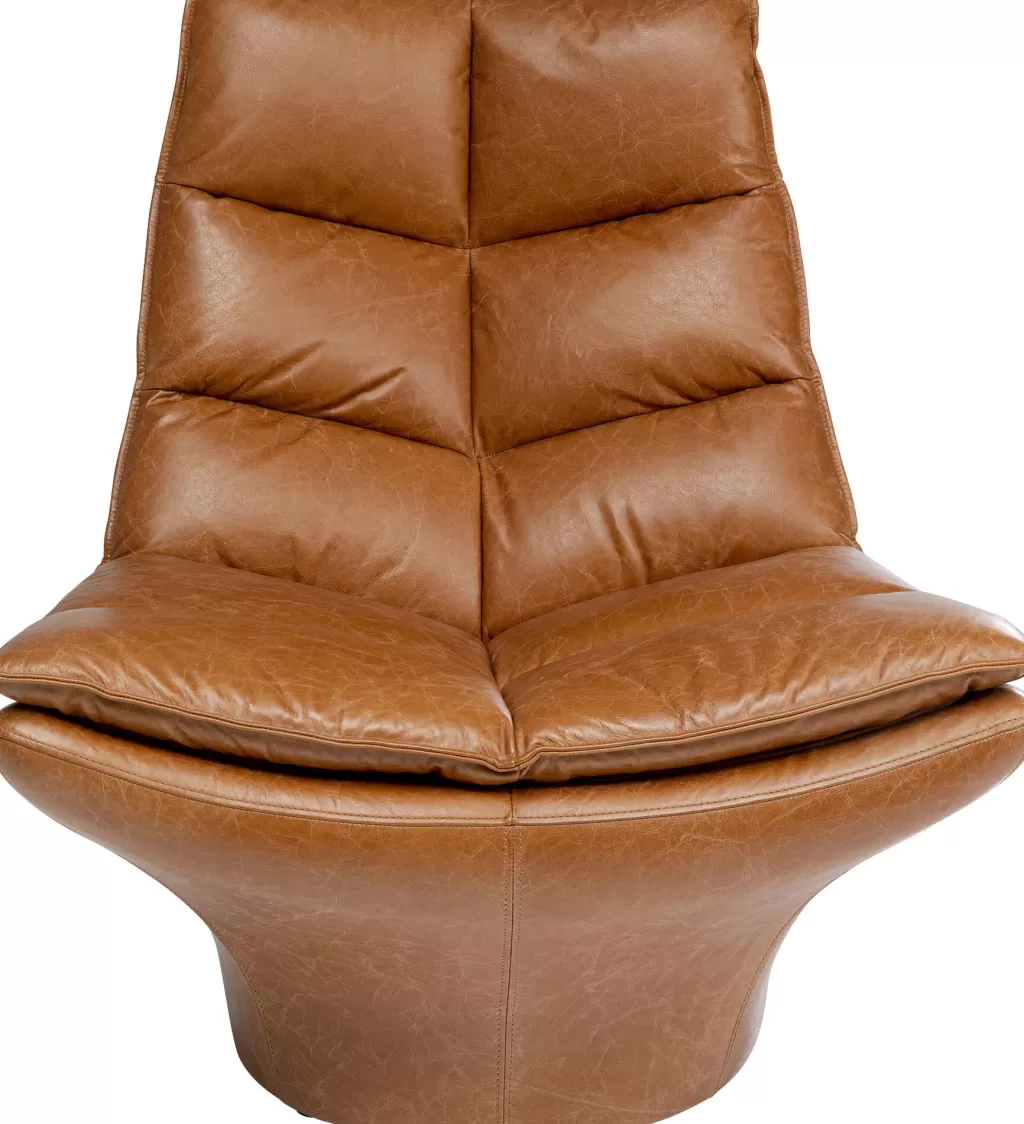 KARE Design - Fauteuil Bridge en Cuir Patiné Brun, Assise Ergonomique pour Salon Cosy