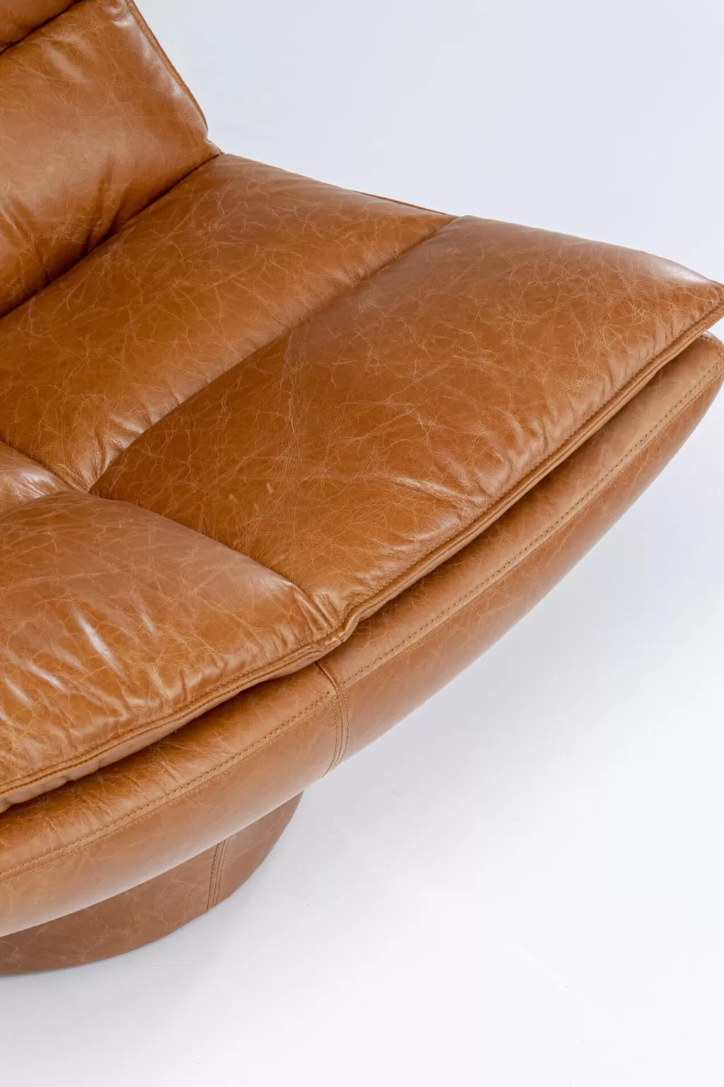 KARE Design - Fauteuil Bridge en Cuir Patiné Brun, Assise Ergonomique pour Salon Cosy