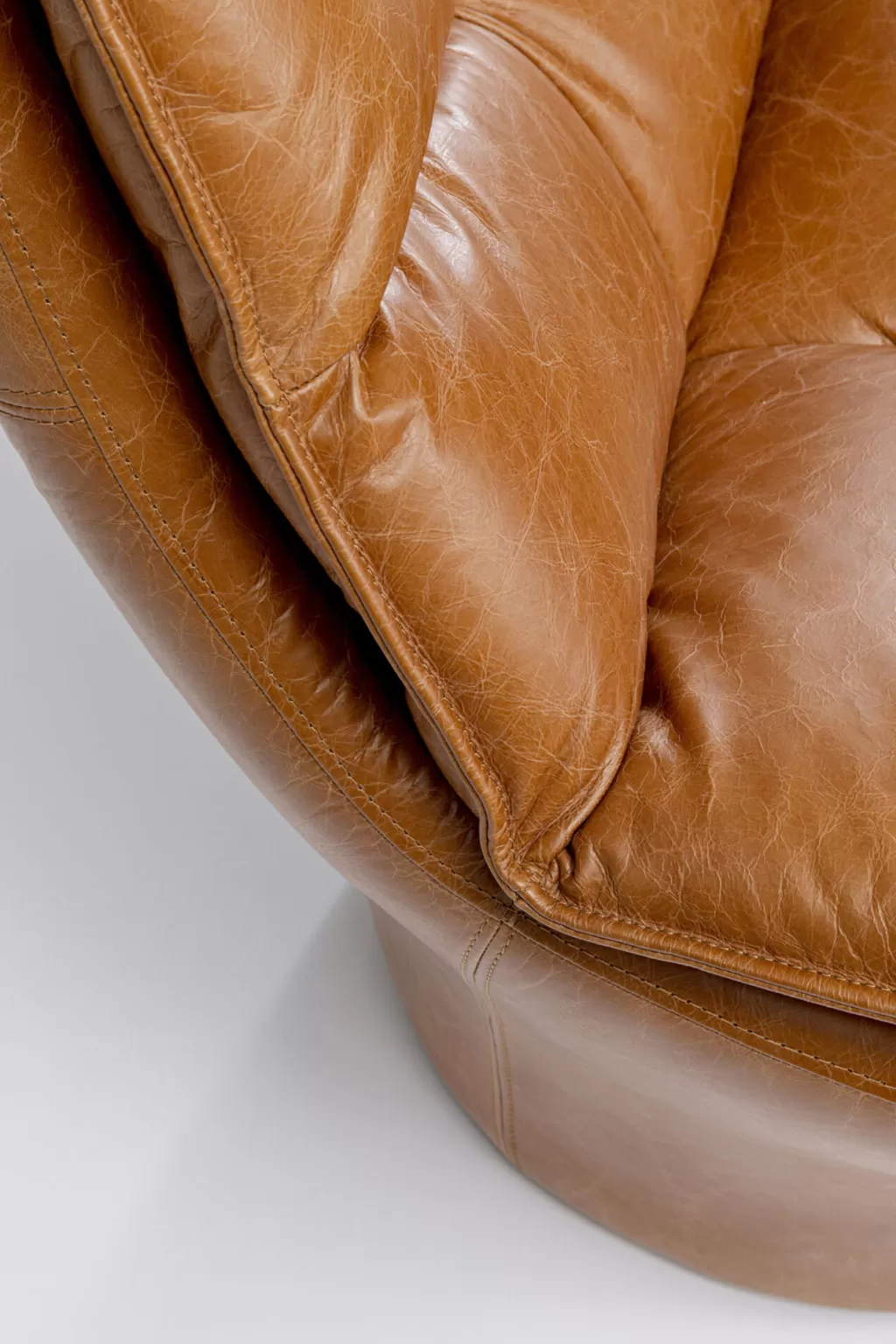 KARE Design - Fauteuil Bridge en Cuir Patiné Brun, Assise Ergonomique pour Salon Cosy