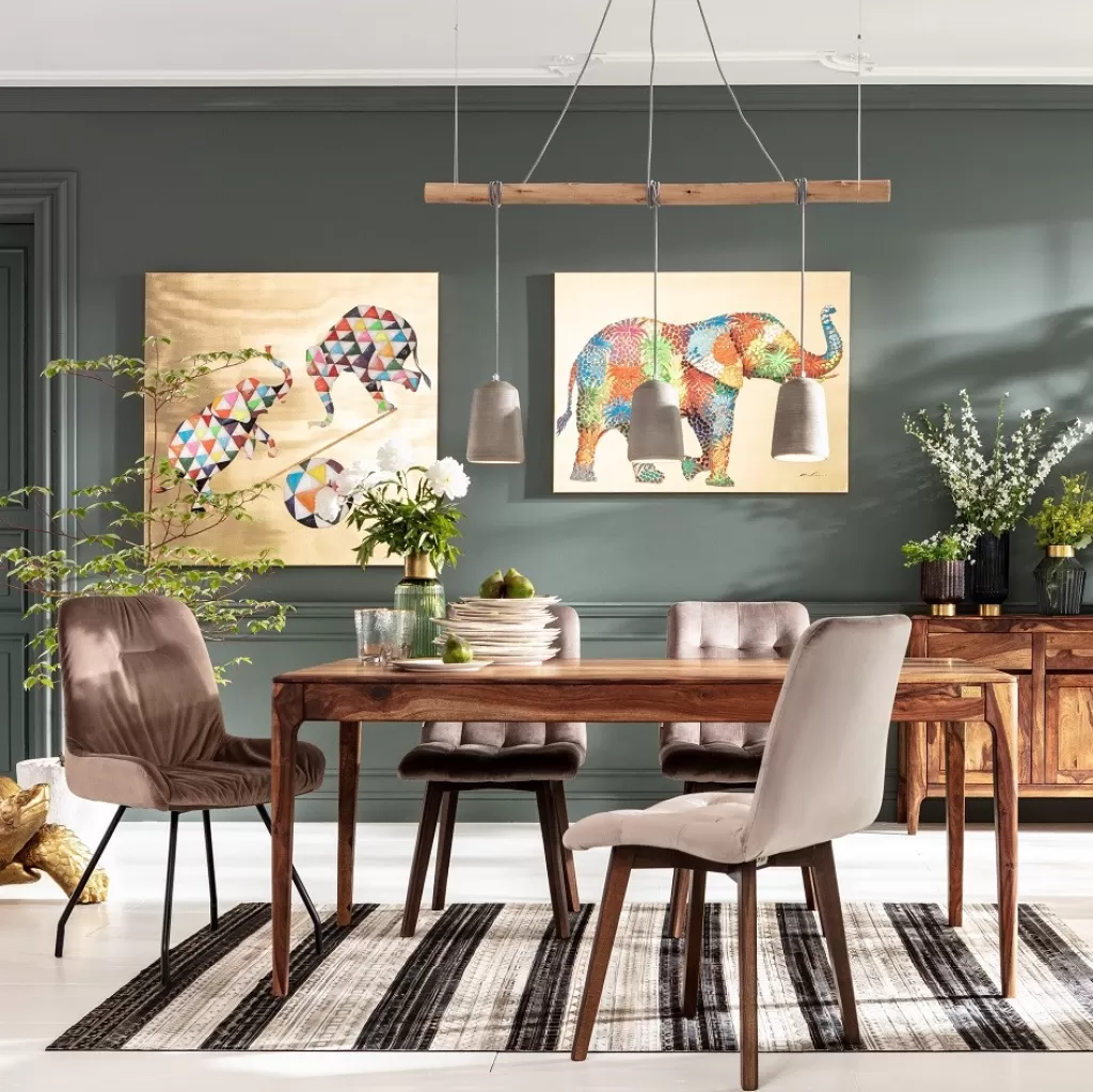 Table design Brooklyn Nature par KARE - 100 x 200 cm - Style contemporain en bois naturel avec finition texturée