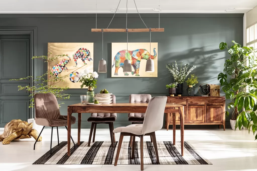 Table design Brooklyn Nature par KARE - 100 x 200 cm - Style contemporain en bois naturel avec finition texturée