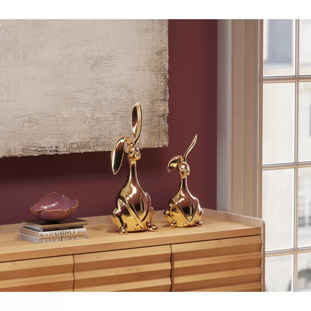 KARE Design – Figurine « Bunny Pupu » en Or, Décorations Mignonnes pour Intérieur – 52 cm