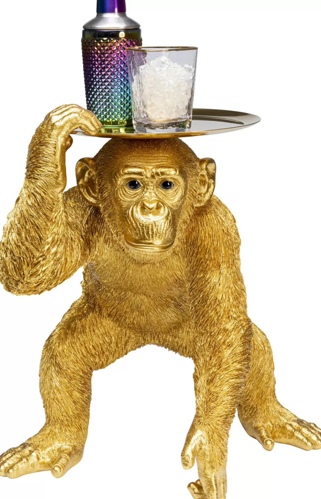 Figurine décorative chimpanzé majordome ludique - Design élégant KARE - Pièce unique en finition dorée (52 cm)