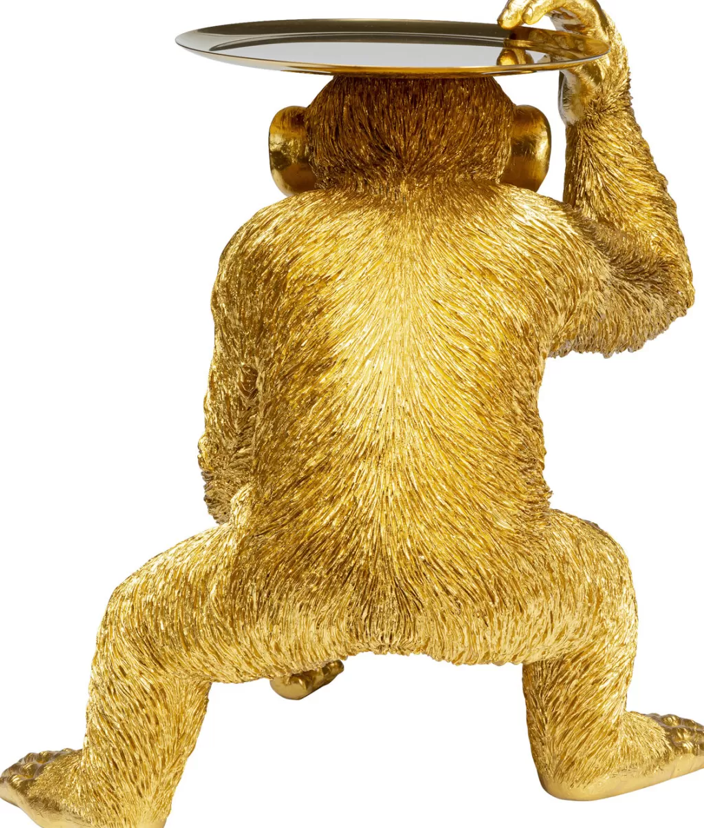 Figurine décorative chimpanzé majordome ludique - Design élégant KARE - Pièce unique en finition dorée (52 cm)