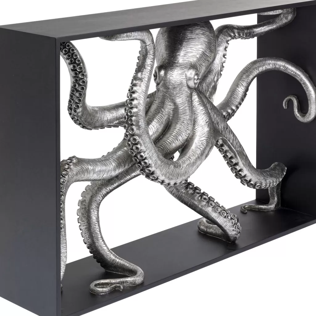 Table Console Design Calmar par KARE - Style Moderne en Noir et Argent, Dimensions 124 x 85 cm