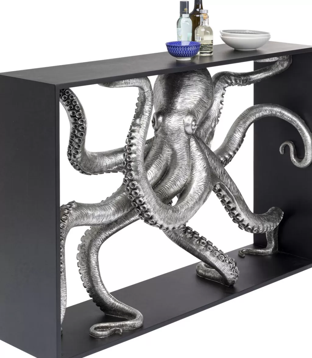 Table Console Design Calmar par KARE - Style Moderne en Noir et Argent, Dimensions 124 x 85 cm