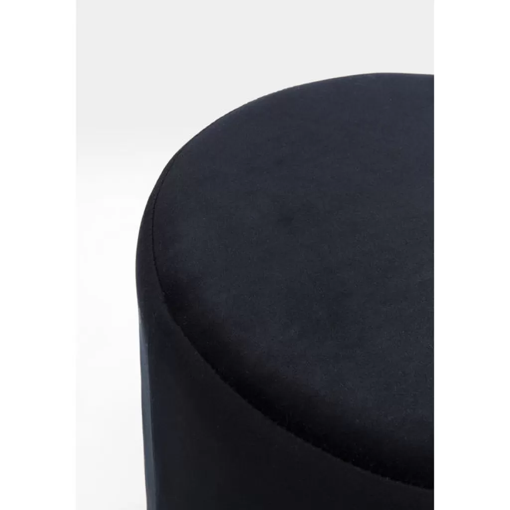 Tabouret design contemporain en cerisier - Assise noire sur piètement métal brossé - Diamètre 35 cm - Collection Rahi par KARE Design