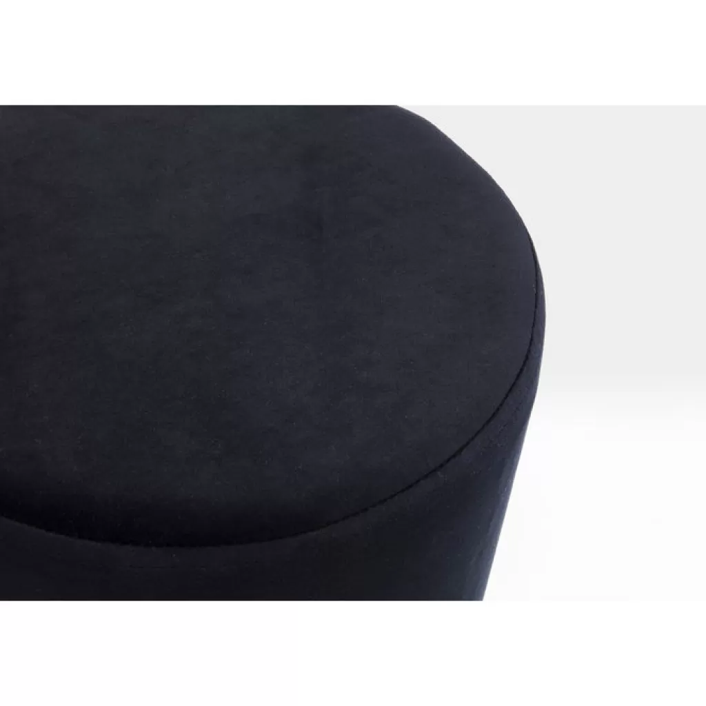 Tabouret design contemporain en cerisier - Assise noire sur piètement métal brossé - Diamètre 35 cm - Collection Rahi par KARE Design