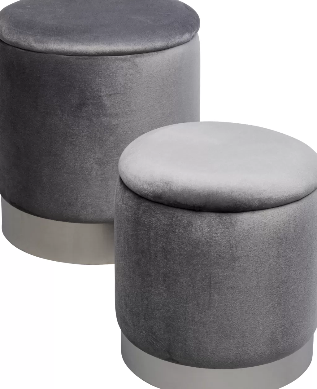 Tabourets de rangement design Cerise par KARE - Duo gris argenté - Assises pratiques avec espace de stockage intégré