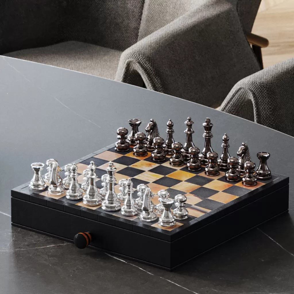 Échiquier Décoratif Vintage KARE - Objet de Décoration Intérieure Style Rétro - Dimensions 36 x 33 cm - Pièce Unique pour Amateurs d'Échecs Classiques