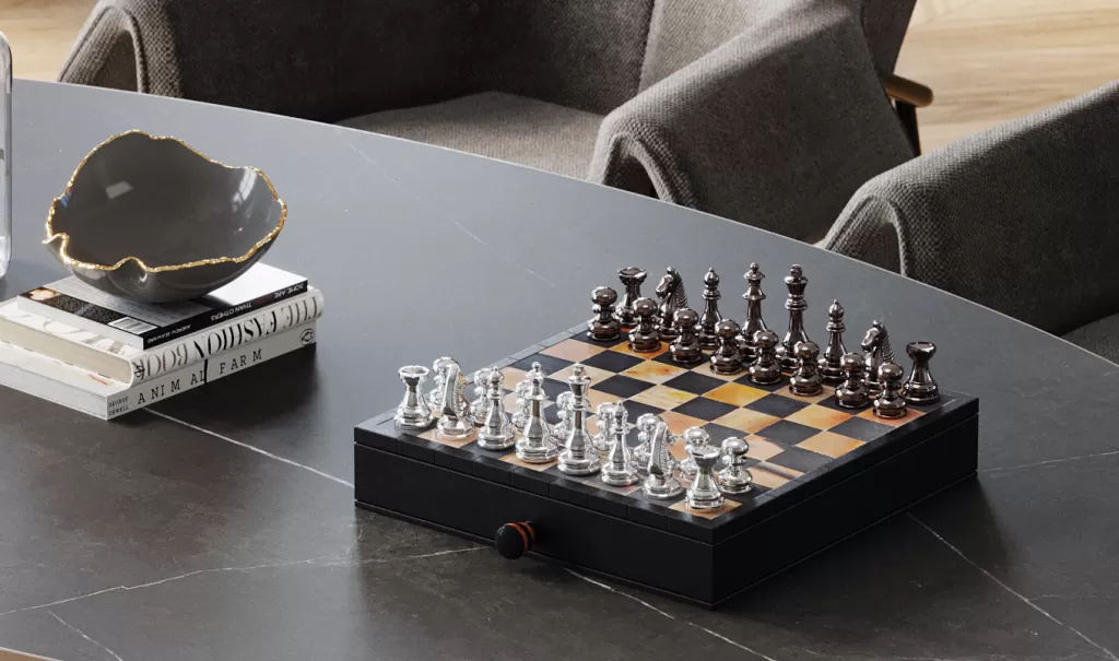 Échiquier Décoratif Vintage KARE - Objet de Décoration Intérieure Style Rétro - Dimensions 36 x 33 cm - Pièce Unique pour Amateurs d'Échecs Classiques
