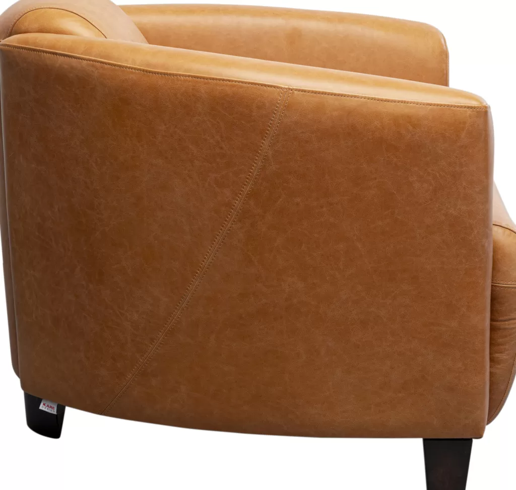 KARE Design - Fauteuil Relax Cigar Lounge en Cuir Brun Clair, Confort Style Lounge