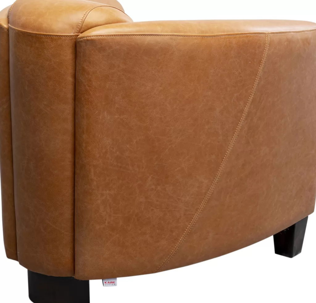KARE Design - Fauteuil Relax Cigar Lounge en Cuir Brun Clair, Confort Style Lounge