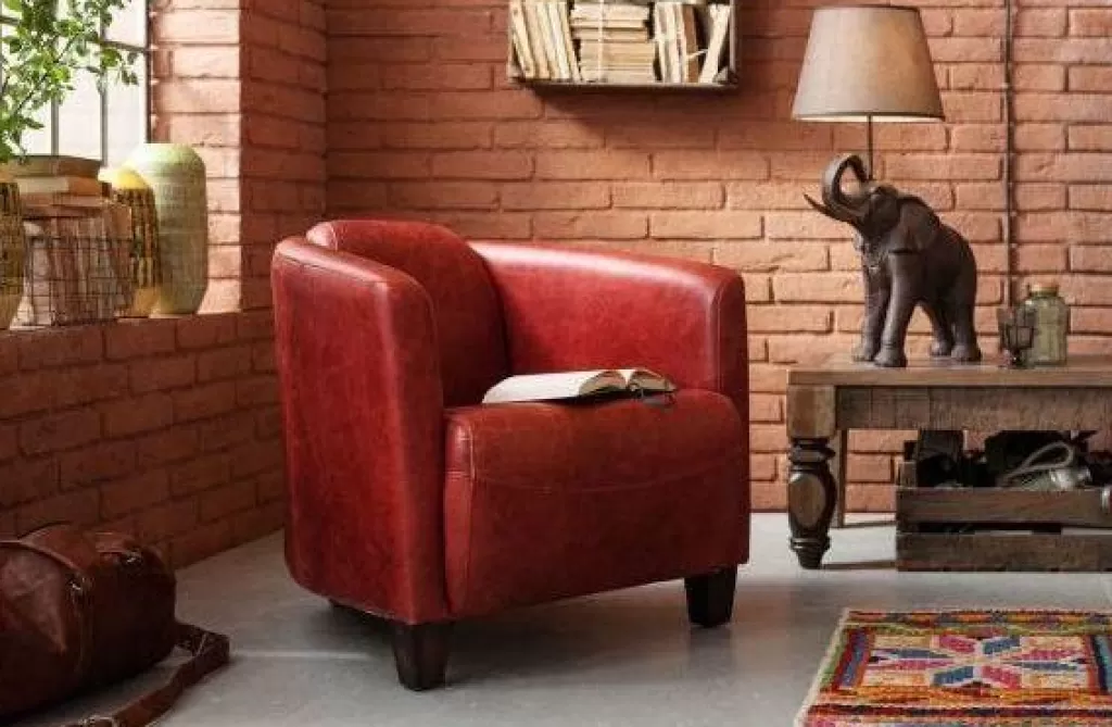 KARE Design - Fauteuil relax « Salon Fumeur » en Velours Rouge - Confort Premium & Design Élégant