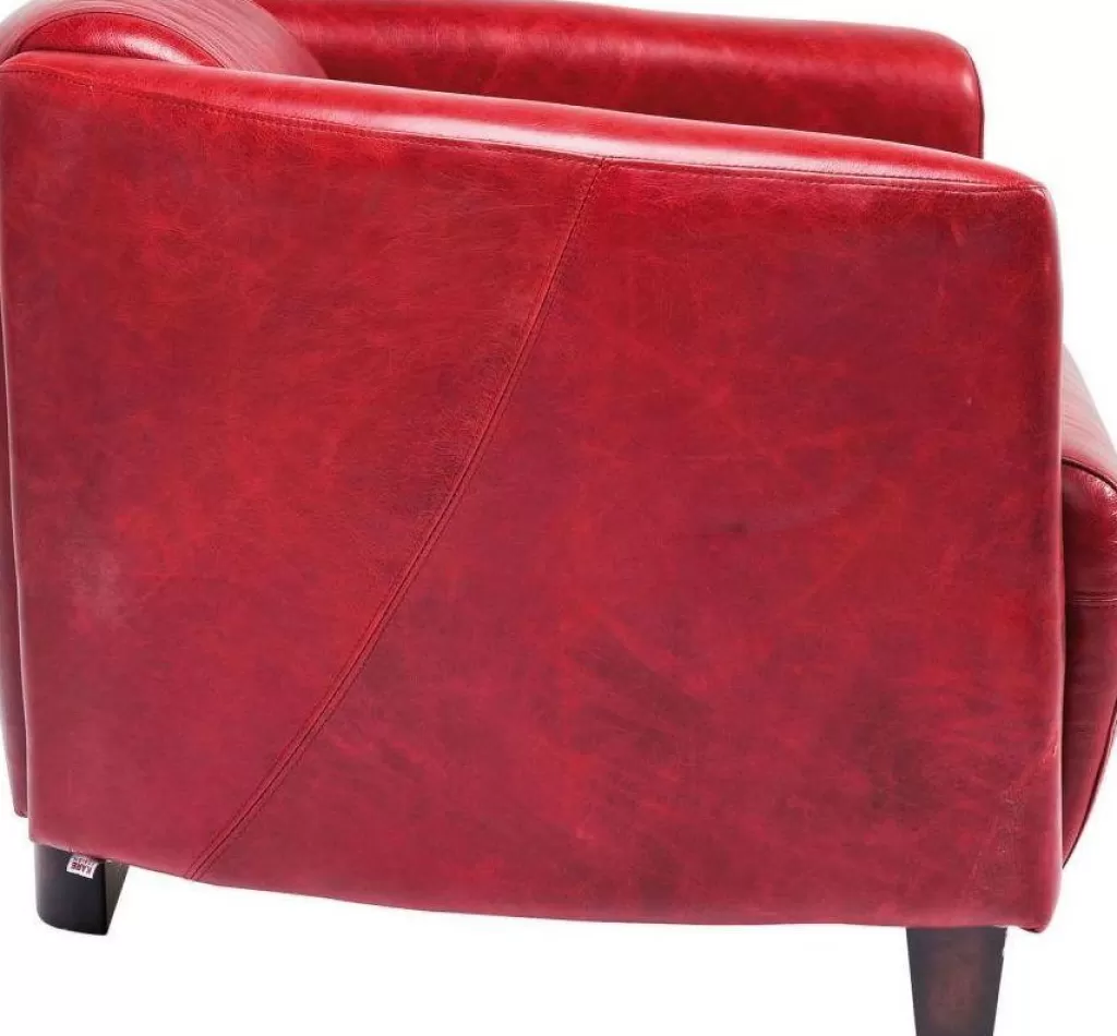 KARE Design - Fauteuil relax « Salon Fumeur » en Velours Rouge - Confort Premium & Design Élégant