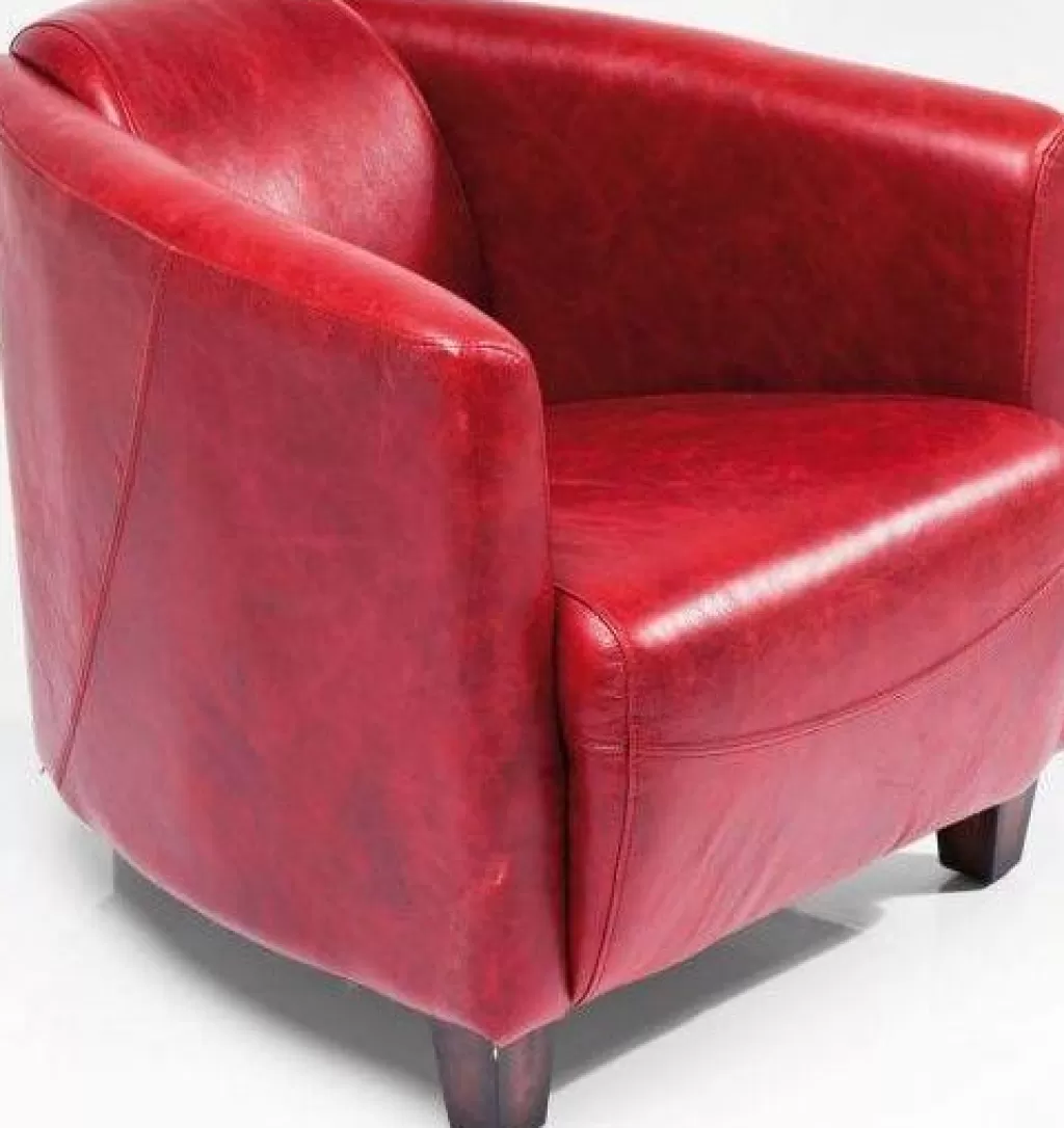 KARE Design - Fauteuil relax « Salon Fumeur » en Velours Rouge - Confort Premium & Design Élégant