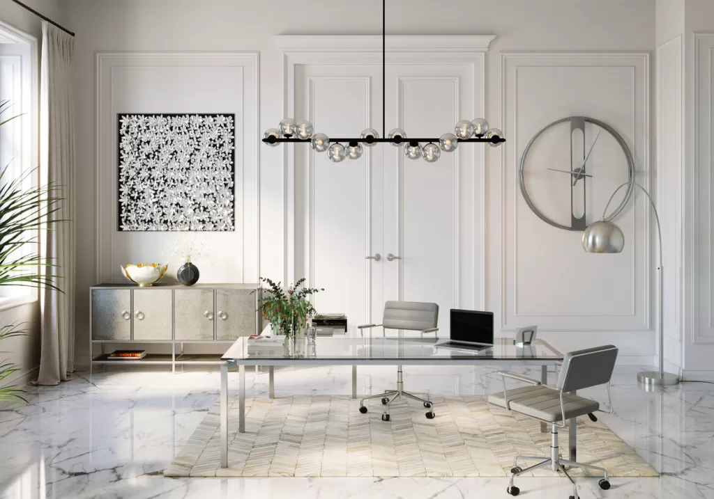Horloge murale design Clip - Style contemporain en argent, diamètre 60 cm par KARE