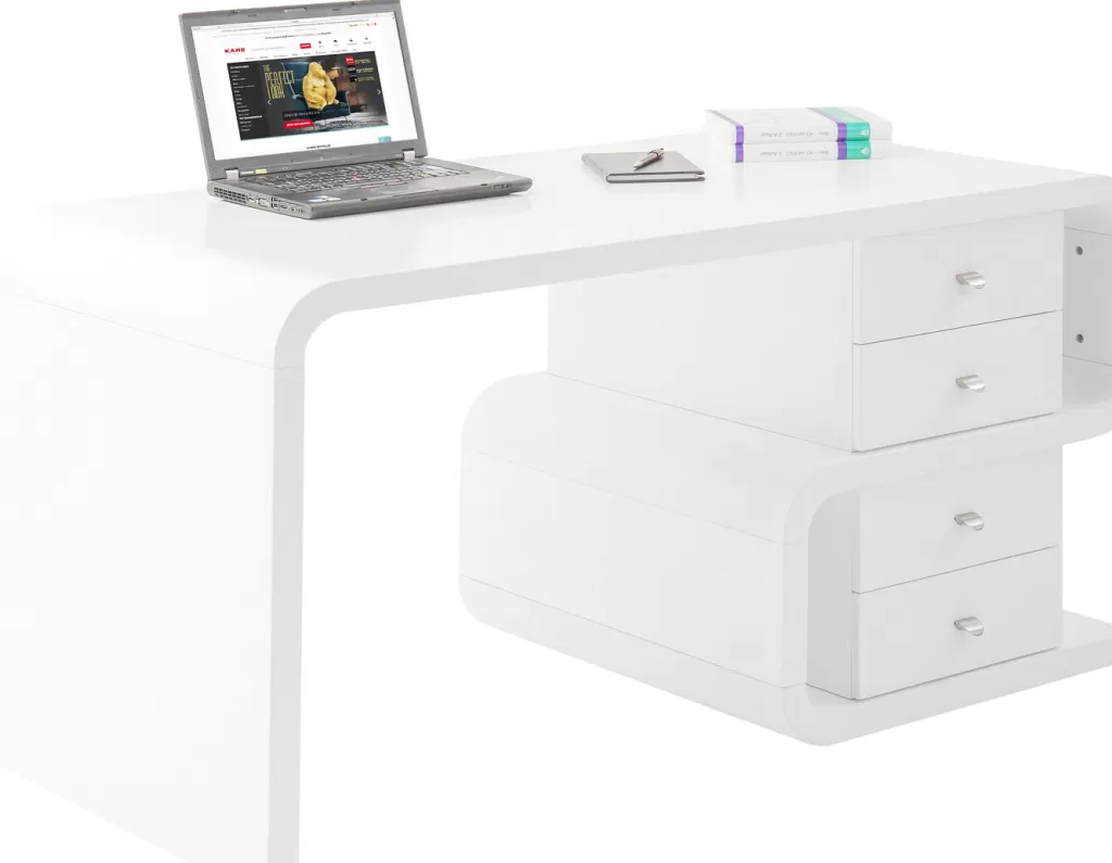 Bureau design contemporain Club Snake par KARE - Blanc immaculé, dimensions spacieuses 150 x 70 cm - Idéal pour espace de travail élégant