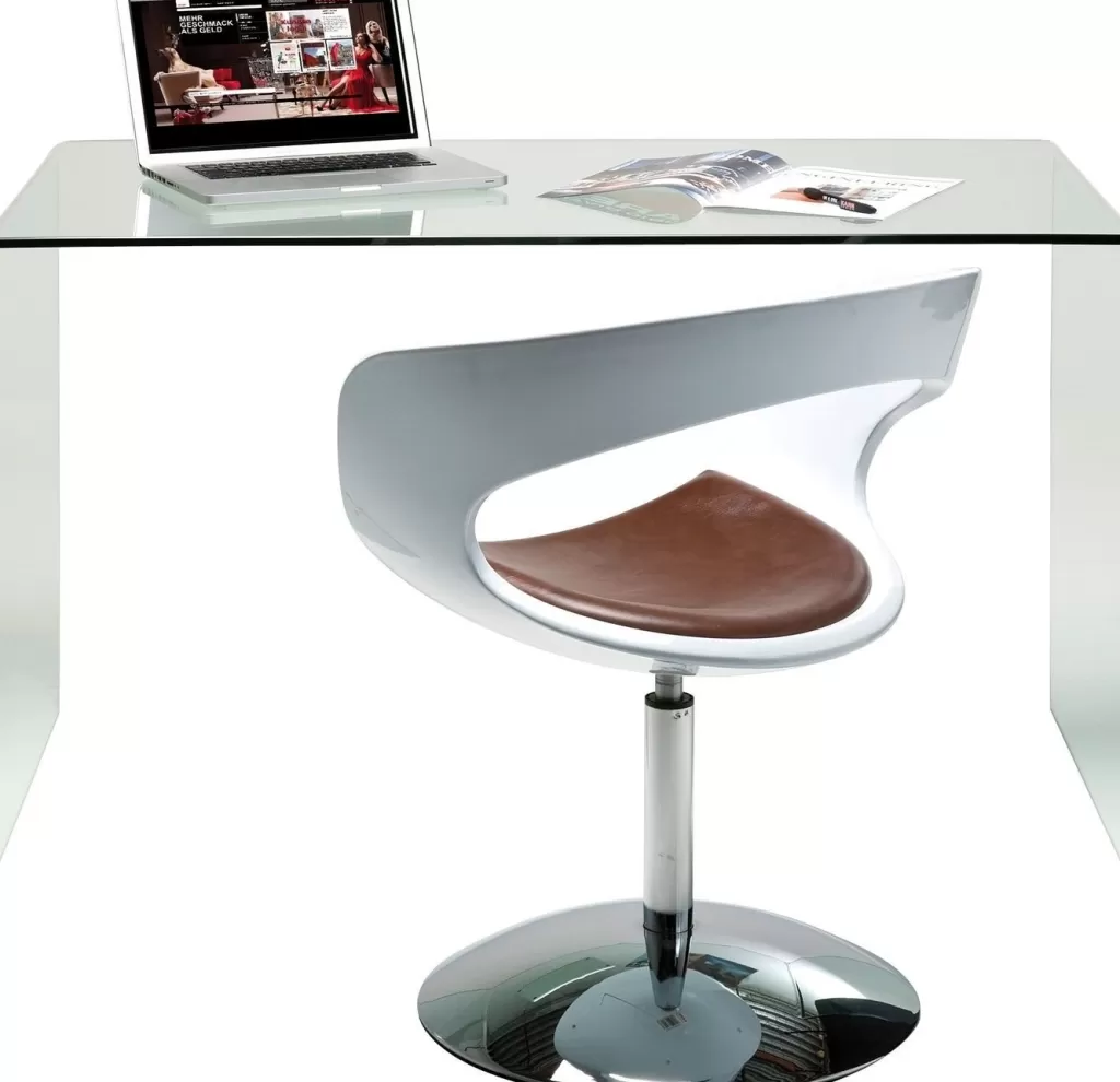 Bureau Design Club par KARE - Table de travail moderne en verre transparent, Dimensions généreuses 125 x 60 cm, Idéal pour espaces professionnels et créatifs