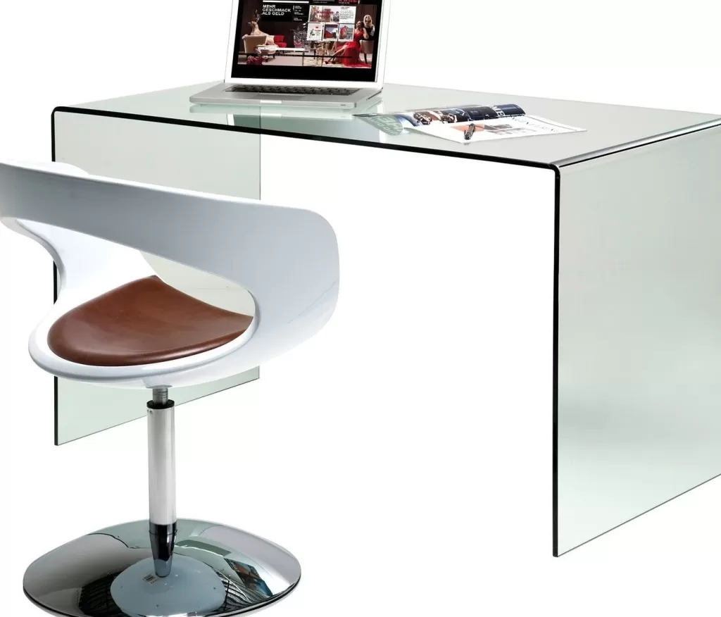 Bureau Design Club par KARE - Table de travail moderne en verre transparent, Dimensions généreuses 125 x 60 cm, Idéal pour espaces professionnels et créatifs