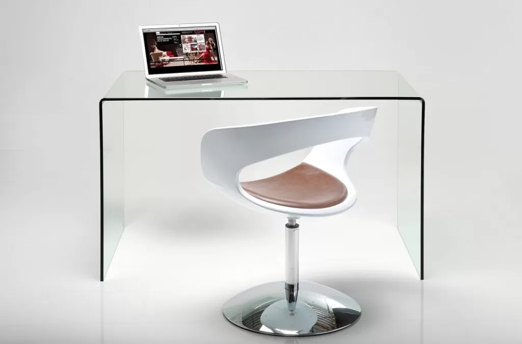 Bureau Design Club par KARE - Table de travail moderne en verre transparent, Dimensions généreuses 125 x 60 cm, Idéal pour espaces professionnels et créatifs
