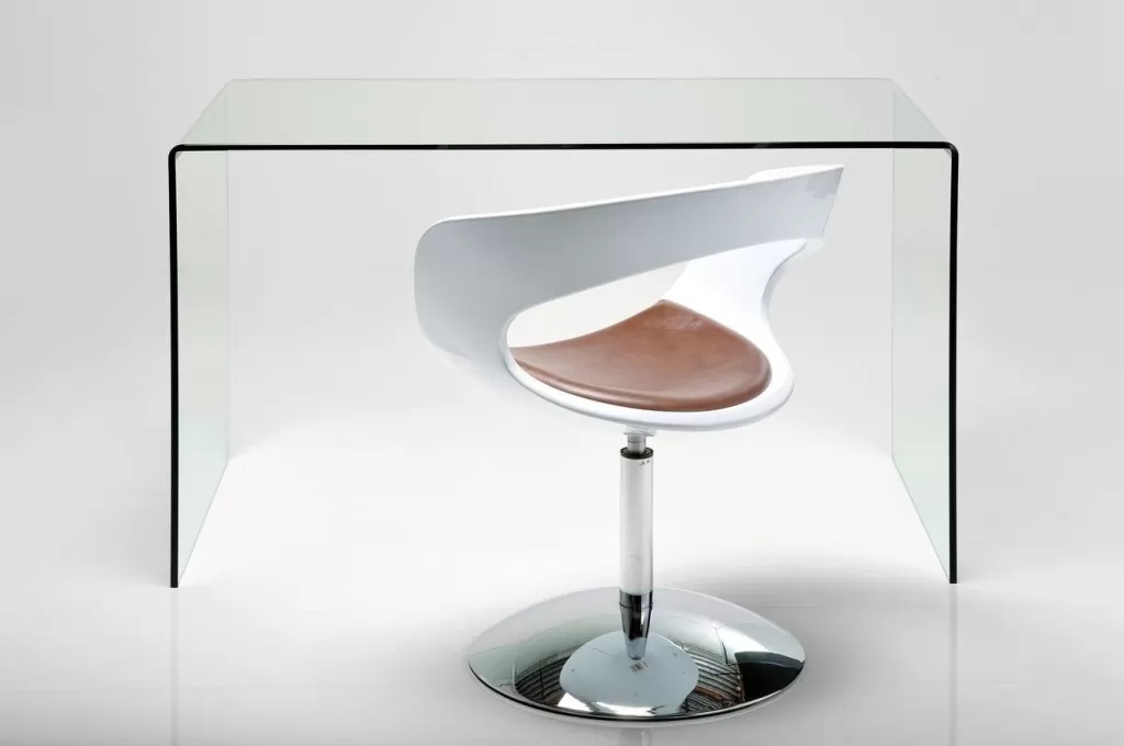 Bureau Design Club par KARE - Table de travail moderne en verre transparent, Dimensions généreuses 125 x 60 cm, Idéal pour espaces professionnels et créatifs
