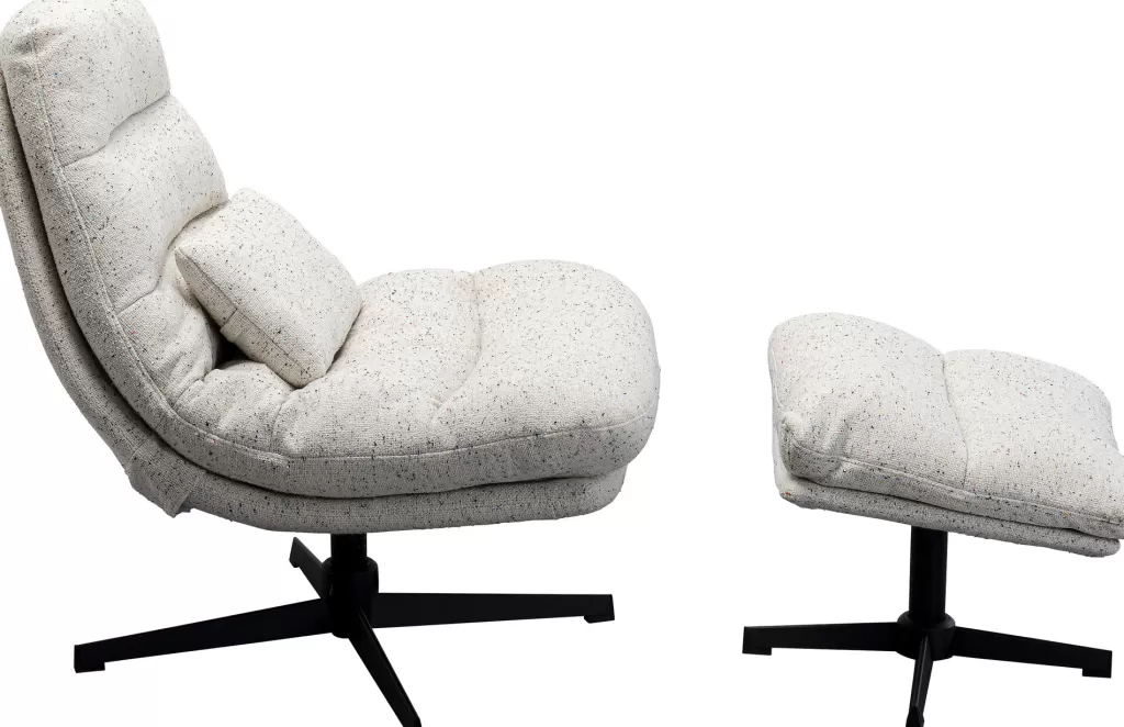 Fauteuil pivotant design Columbia par KARE Design avec repose-pieds intégré - Confort ergonomique et style scandinave