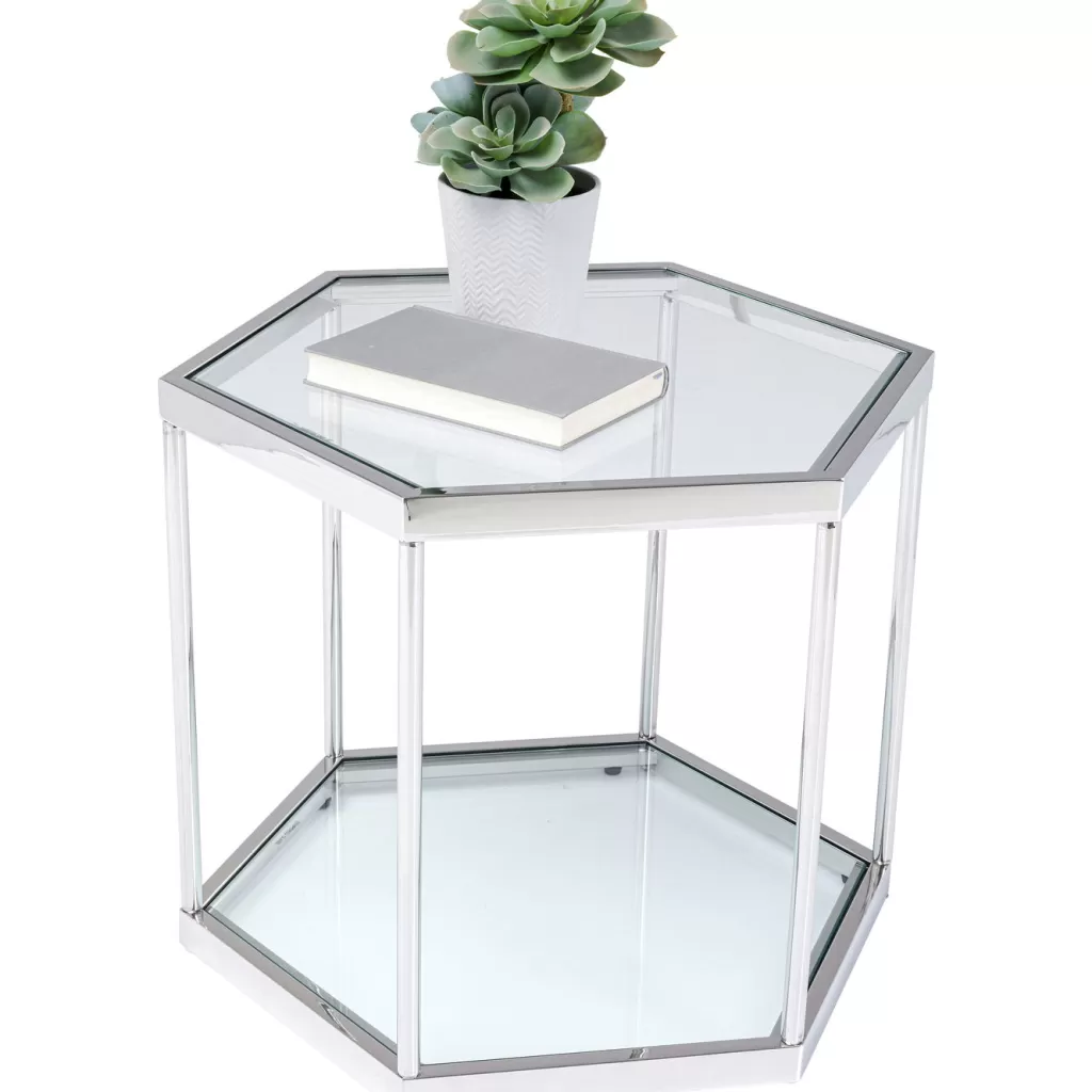 Table basse moderne Comb - Design scandinave argenté 45 cm par KARE, idéale pour décoration contemporaine