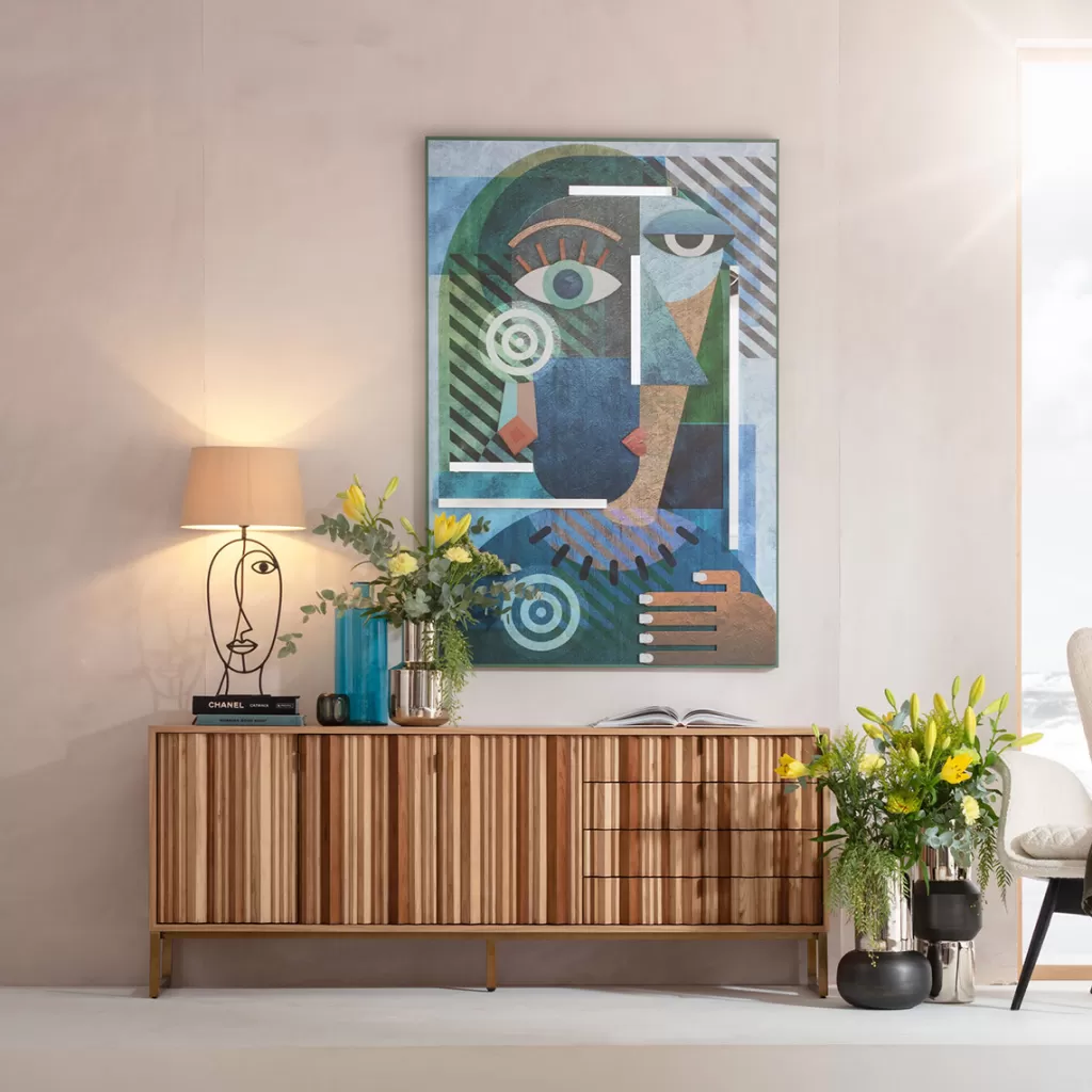 Table d'appoint pliable Concertina par KARE Design - Plateau en bois massif naturel, dimensions 186 x 74 cm pour salon 

（ Concertina by KARE Design｜ 186x74）