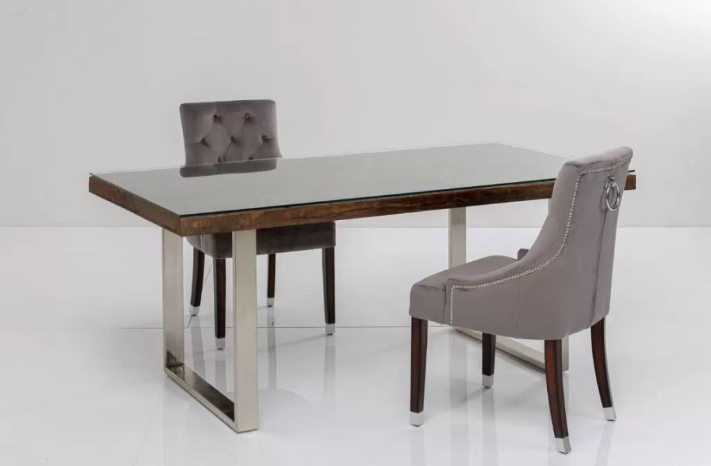 Table Design Conley par KARE - Plateau Chromé Moderne 180x90 cm pour Espaces Contemporains