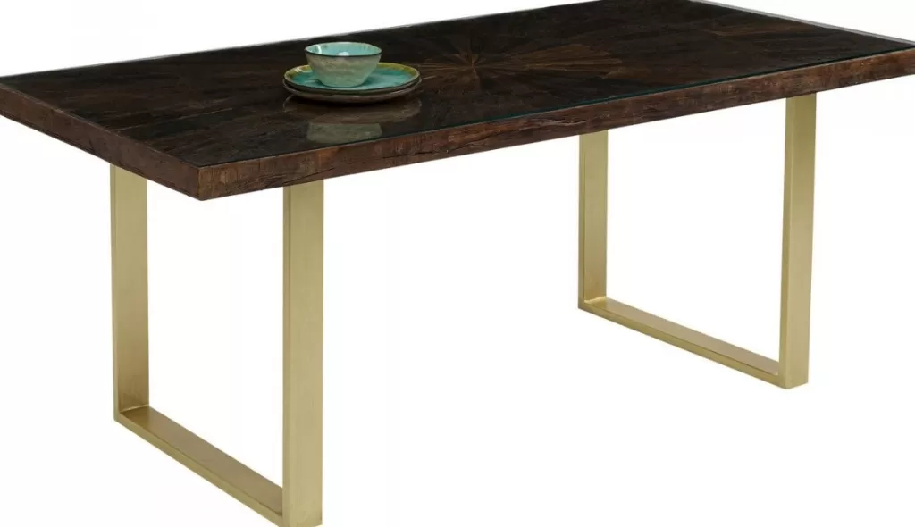 Table design Conley par KARE Design - Plateau en laiton vieilli 180x90 cm pour intérieur contemporain
