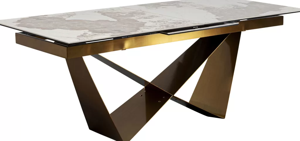 Table extensible Connesso par KARE Design - Plateau en laiton élégant 200 cm (extension à 260 cm) x 100 cm