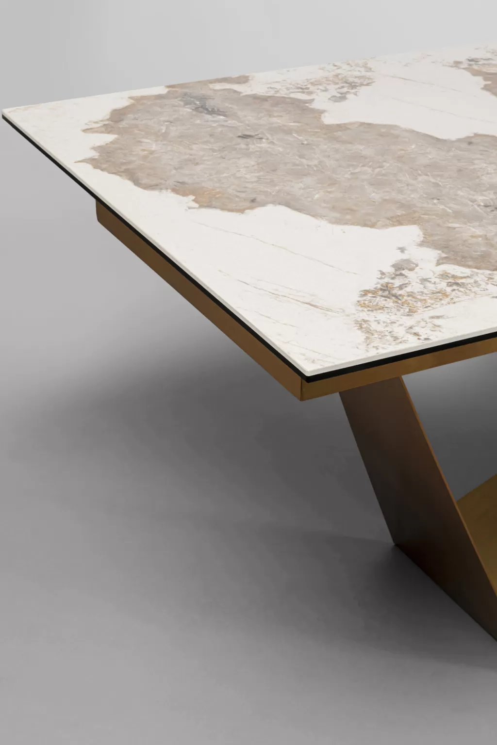 Table extensible Connesso par KARE Design - Plateau en laiton élégant 200 cm (extension à 260 cm) x 100 cm