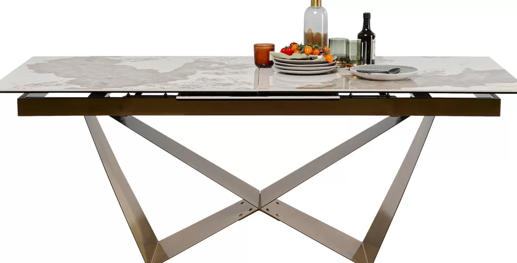Table extensible Connesso par KARE Design - Plateau en laiton élégant 200 cm (extension à 260 cm) x 100 cm