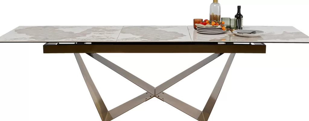 Table extensible Connesso par KARE Design - Plateau en laiton élégant 200 cm (extension à 260 cm) x 100 cm