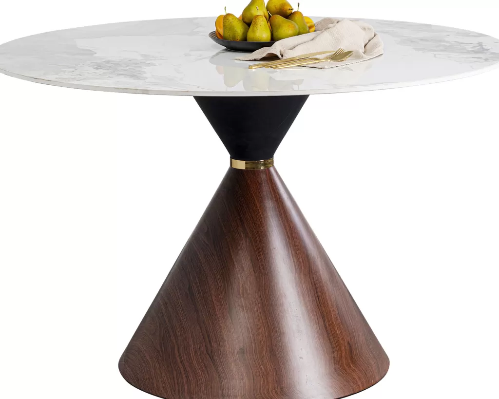 Table design contemporain KARE Cono en céramique - Plateau rond Ø 120 cm idéal pour salle à manger ou séjour