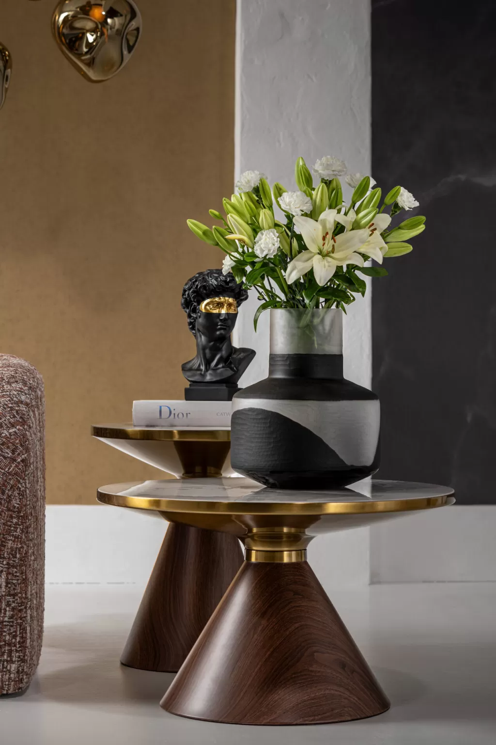 Table basse contemporaine Cono en céramique - Design épuré KARE - Diamètre 50 cm