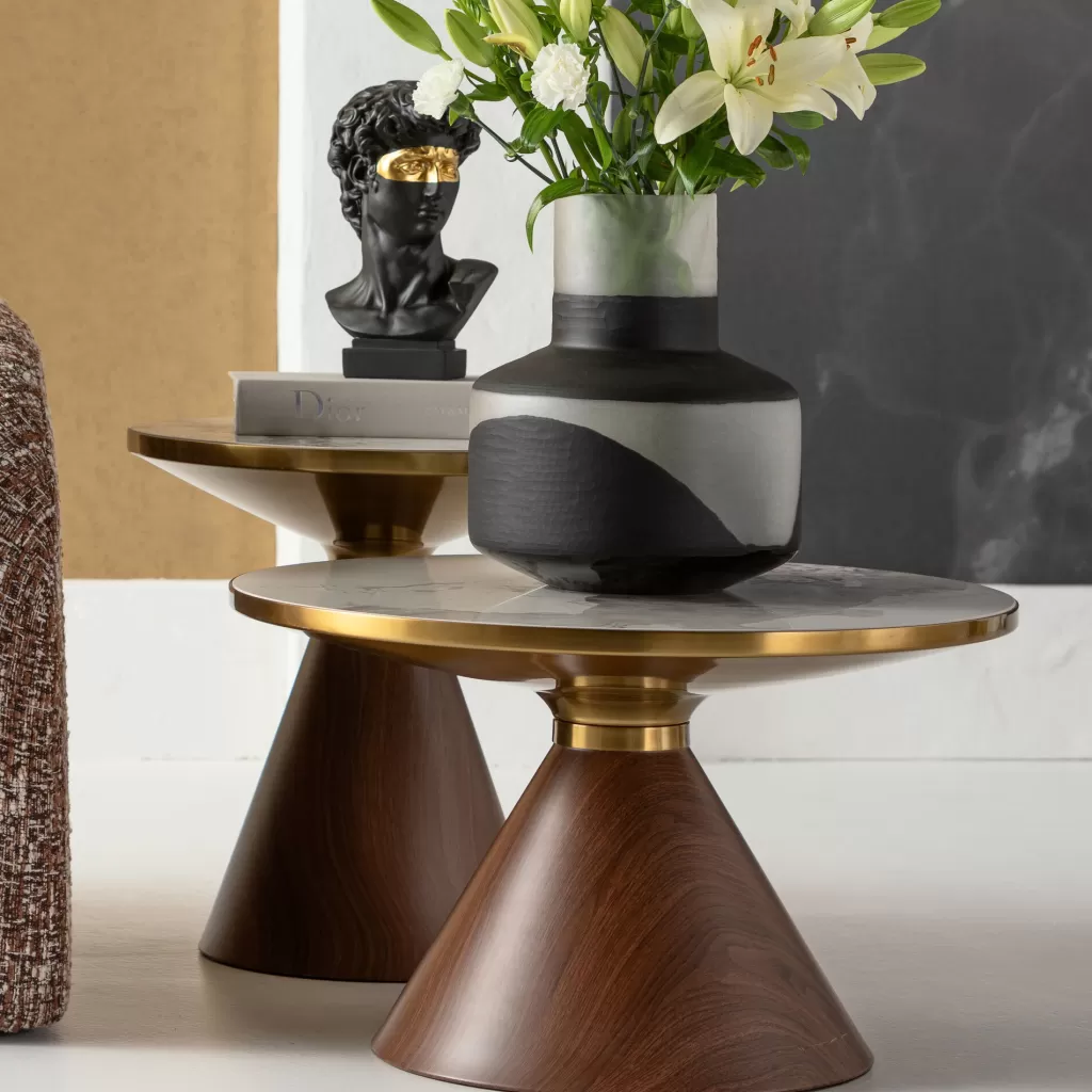 Table basse design Cono en céramique élégante - Diamètre 70 cm - Création exclusive KARE pour intérieurs modernes