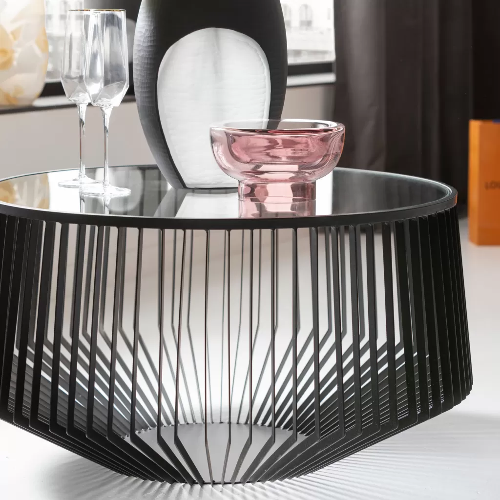 Table Basse Design Corinne par KARE - Noir Élégant pour Salon Contemporain (Diamètre 80 cm)