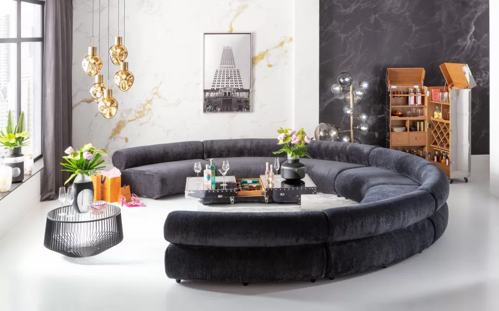 Table Basse Design Corinne par KARE - Noir Élégant pour Salon Contemporain (Diamètre 80 cm)