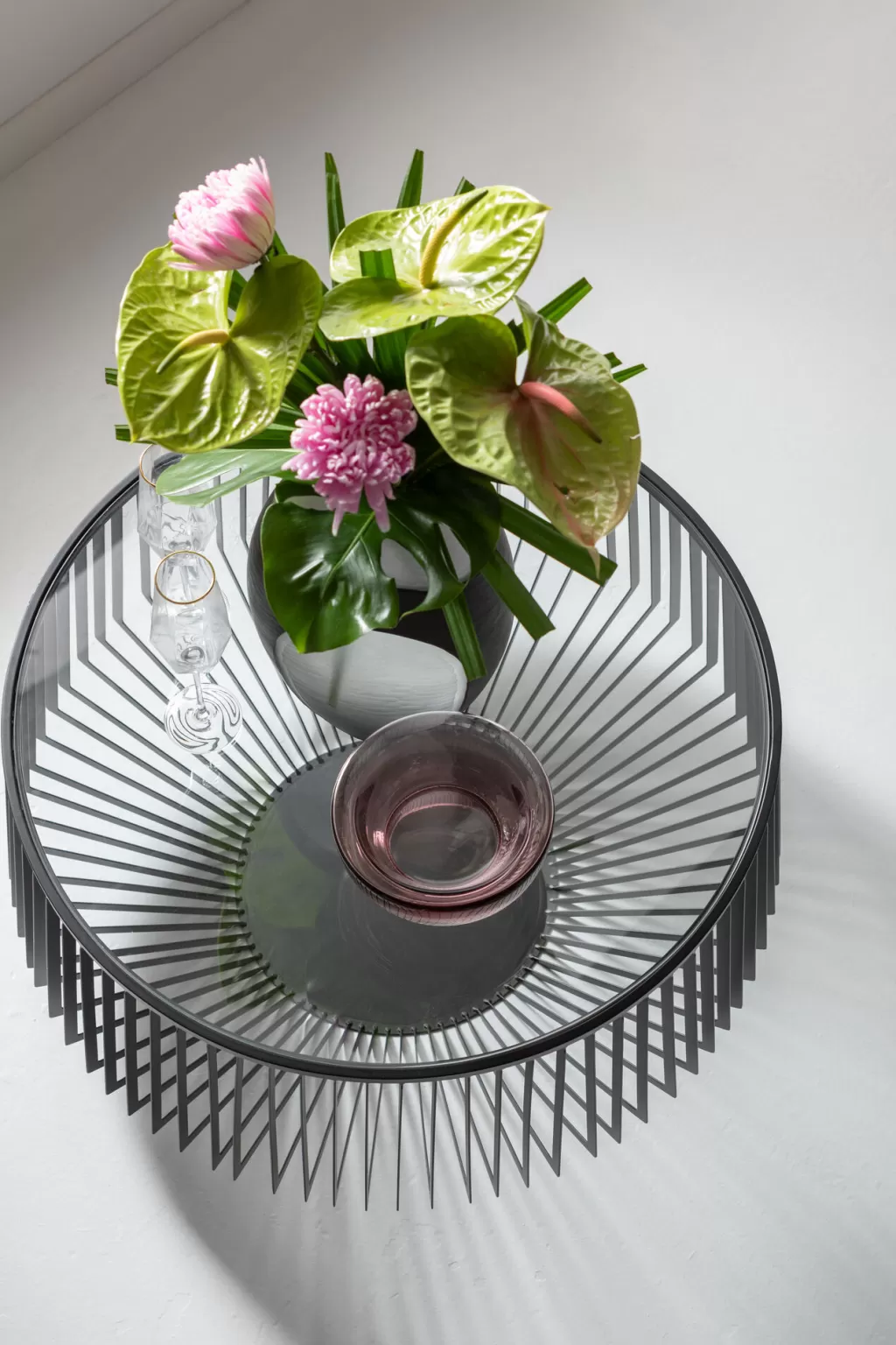 Table Basse Design Corinne par KARE - Noir Élégant pour Salon Contemporain (Diamètre 80 cm)
