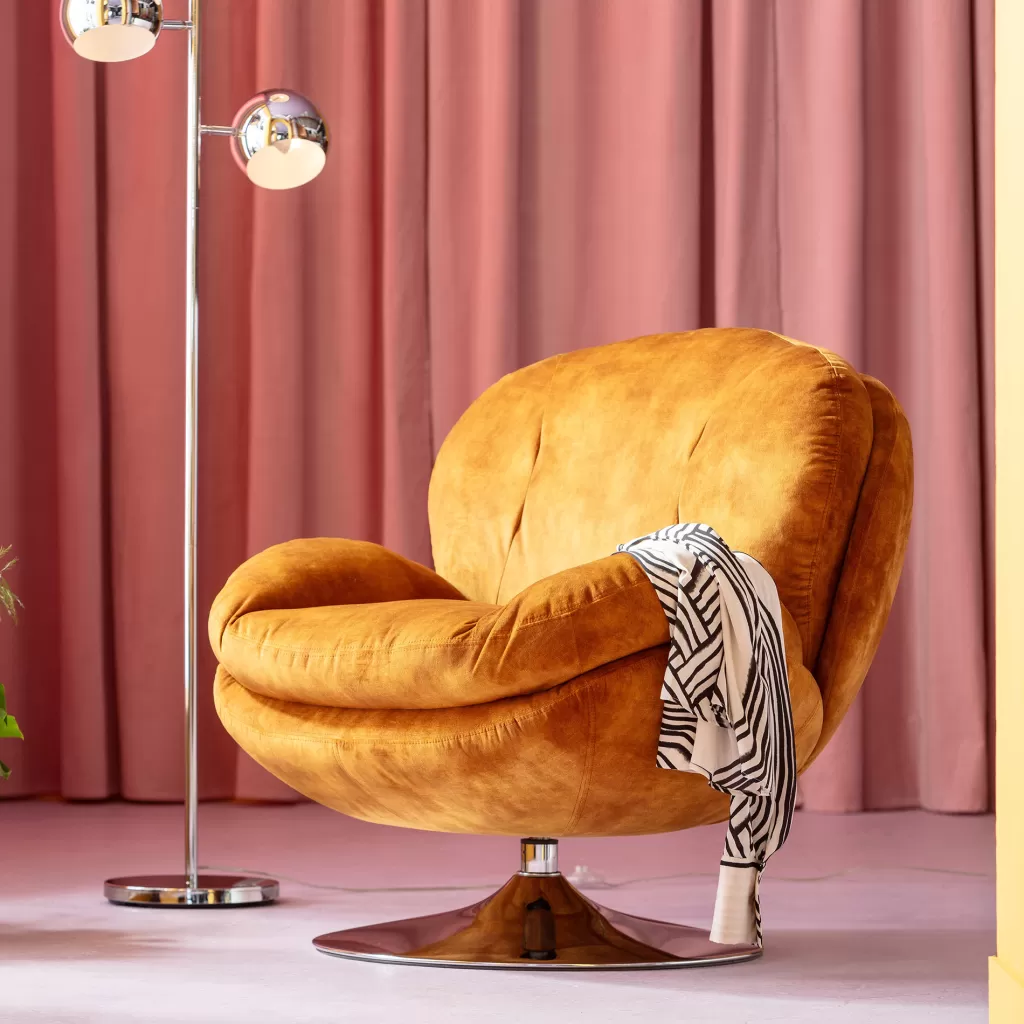 KARE Design Fauteuil Tournant Doux Ambré - Confort Optimal et Élégance Intemporelle