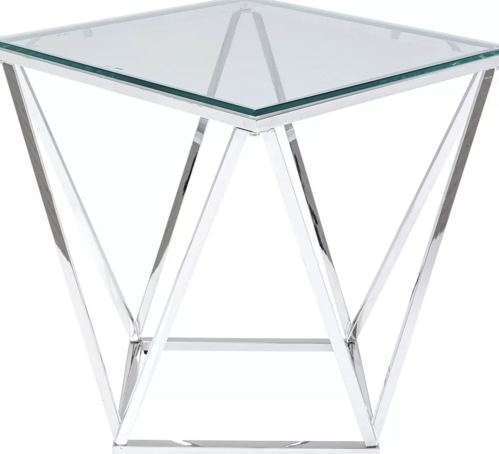 Table Cristallo Design Moderne - Support Élégant pour Salon, Finition Argenté 50x50 cm - KARE Collection