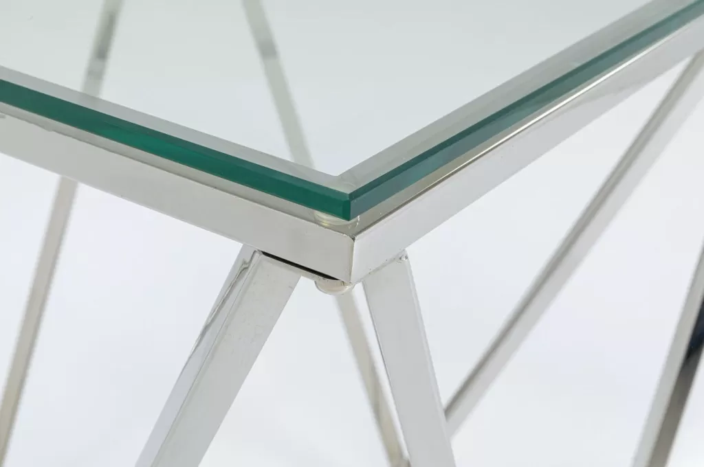 Table Cristallo Design Moderne - Support Élégant pour Salon, Finition Argenté 50x50 cm - KARE Collection