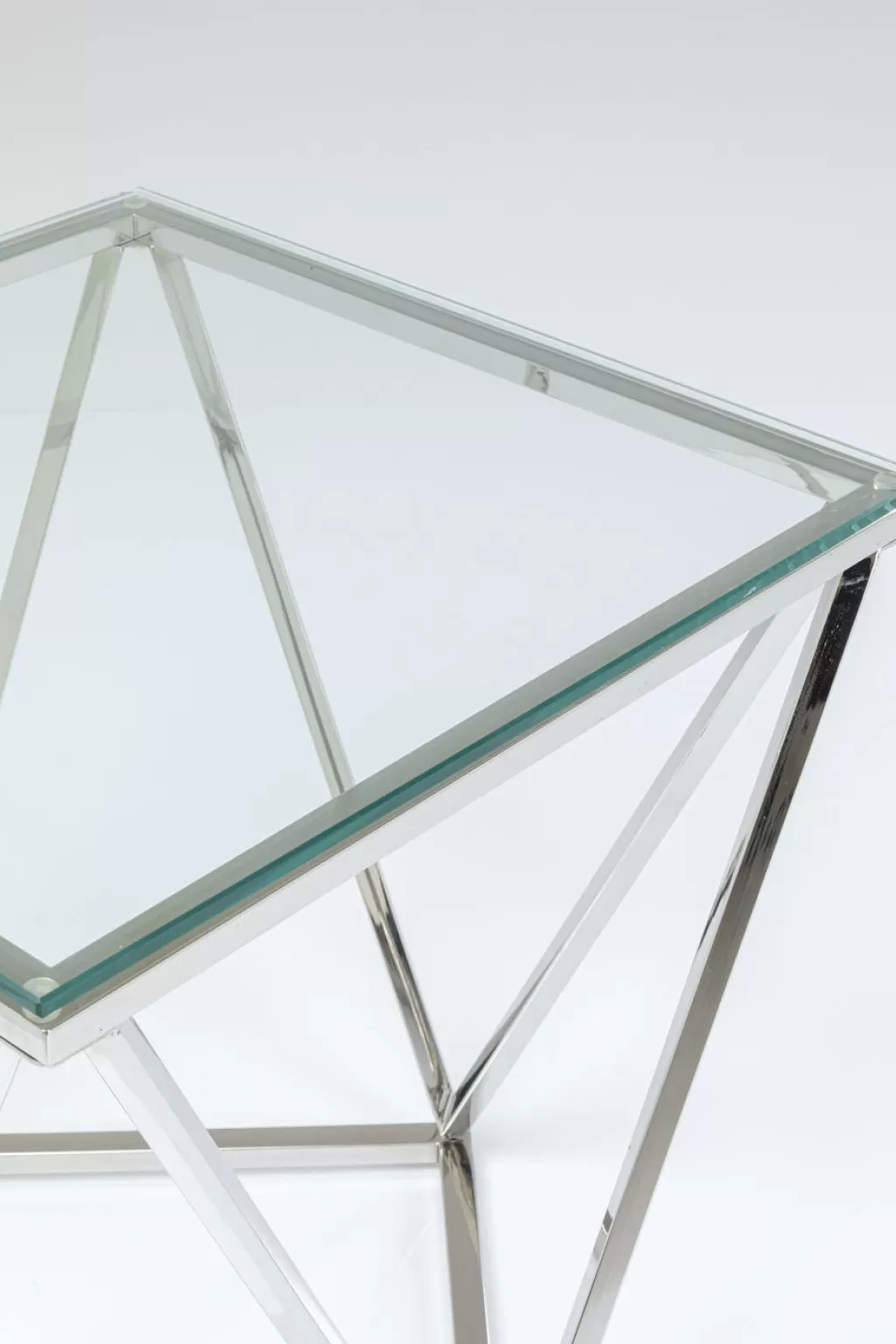 Table Cristallo Design Moderne - Support Élégant pour Salon, Finition Argenté 50x50 cm - KARE Collection