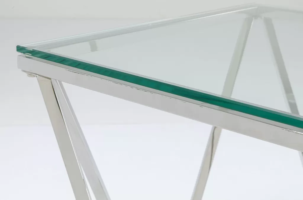 Table Cristallo Design Moderne - Support Élégant pour Salon, Finition Argenté 50x50 cm - KARE Collection