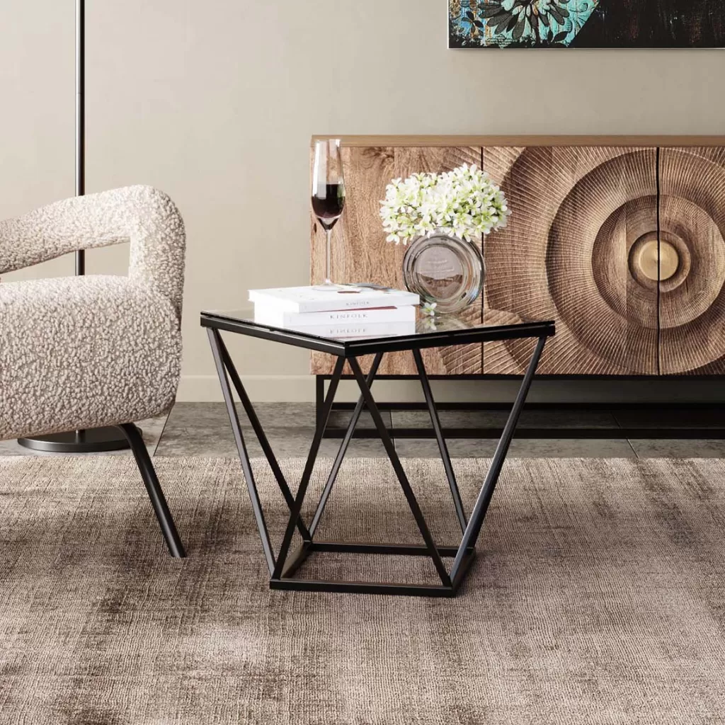 Table basse Cristallo design moderne - Noir anthracite 50 x 50 cm - KARE Collection pour intérieur contemporain