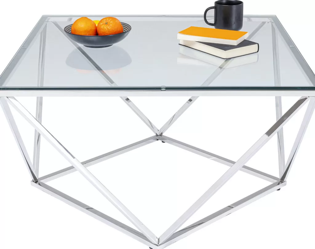 Table Basse Cristallo Design Moderne par KARE - Plateau Argenté 80x80 cm